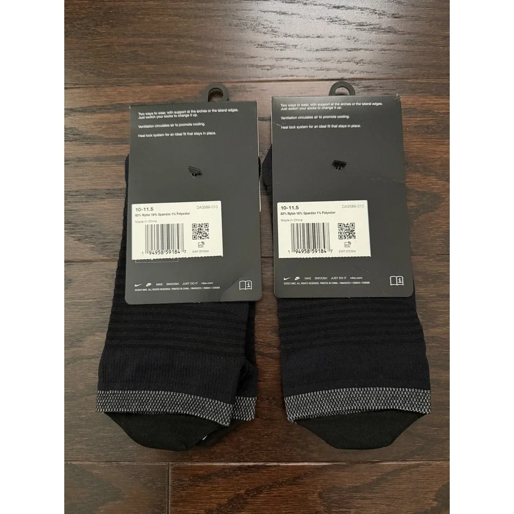2PK Nike Spark Lightweight Running No Show Socks Black DA3589-010 Mens 10-11.5